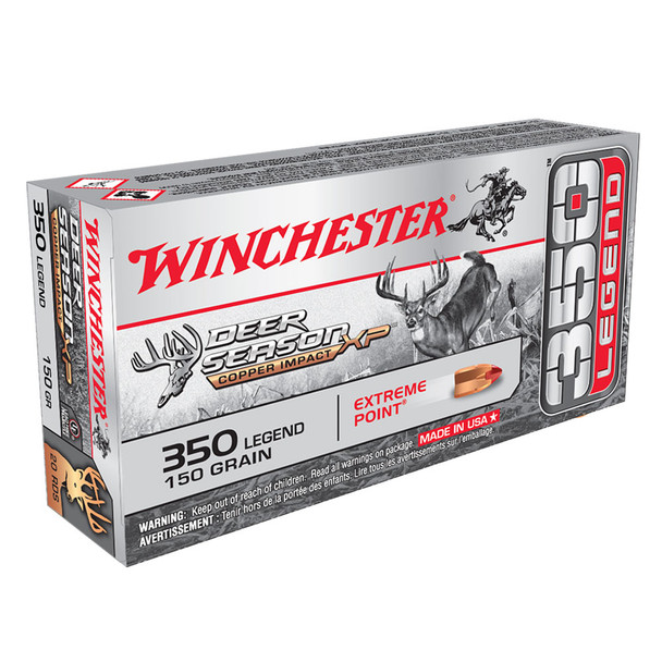 WINCHESTER AMMO Deer Season XP Copper Impact .350 Legend 150gr Extreme Point 20rd/Box Rifle Ammo (X350DSLF)