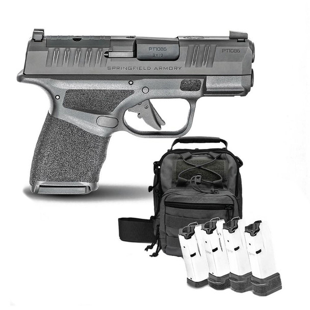 SPRINGFIELD ARMORY Hellcat Micro-Compact 9mm 3in 11rd OSP Black Pistol with Black Sling Bag and 3 Extra 15rd Mags (HC9319BOSP-23BG)