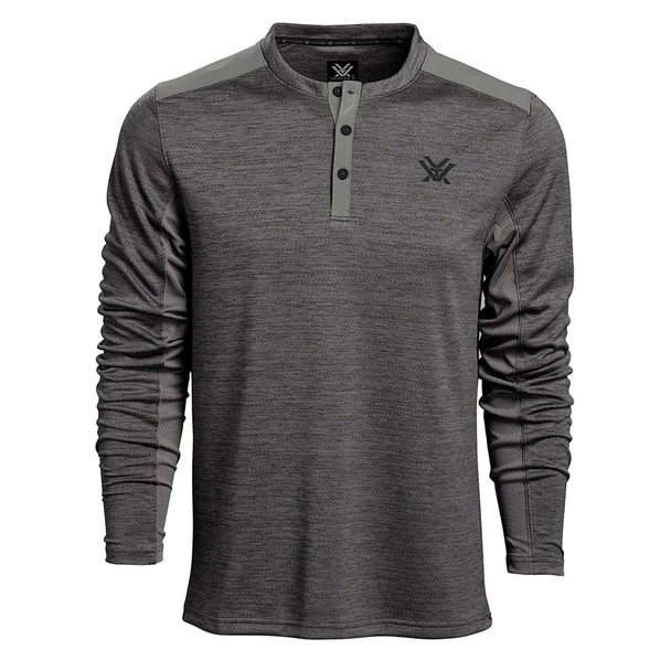 VORTEX Men's Northern Heights Henley Grey Heather LS Shirt (220-19-GHT)