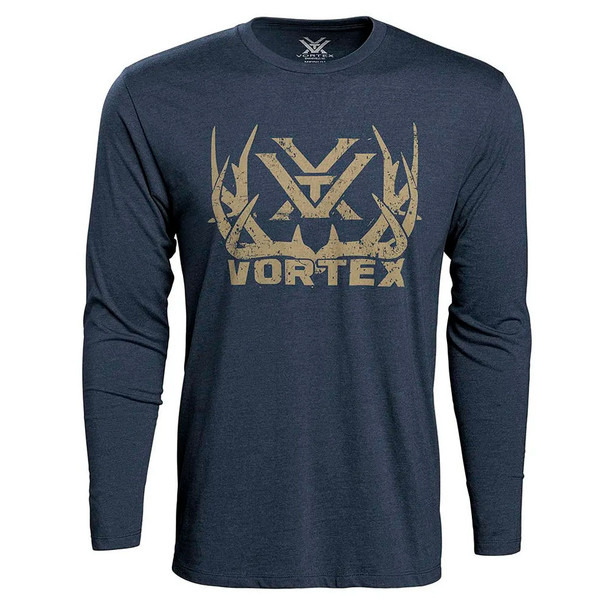 VORTEX Men's Full-Tine Navy Heather Long Sleeve T-Shirt (221-05-NAH)