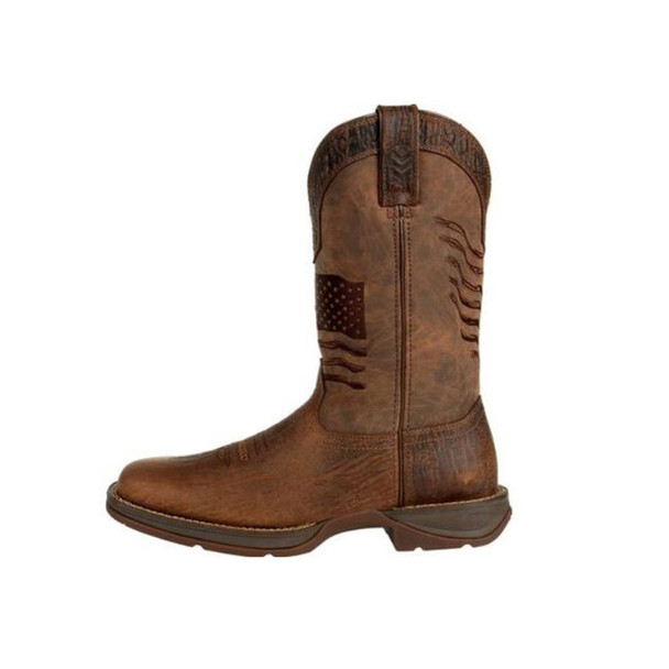 DURANGO Rebel Brown Distressed Flag Embroidery Western Boot (DDB0314)