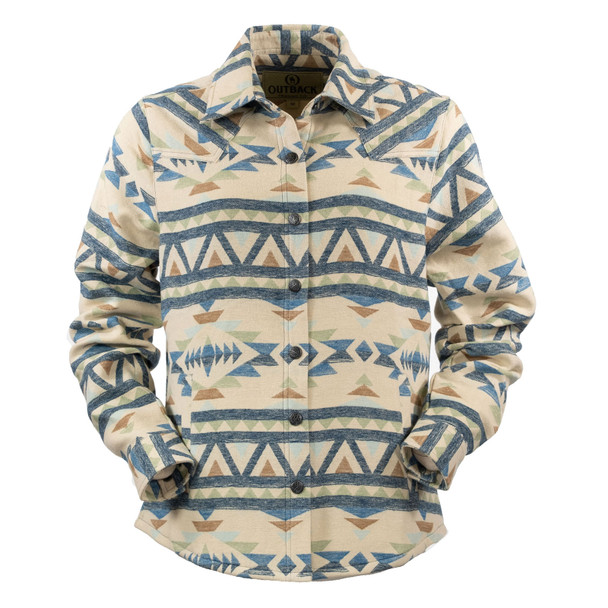 OUTBACK TRADING Women's Hazel Casual Aztec Pattern Tan Shirt Jacket (42238-TAN)