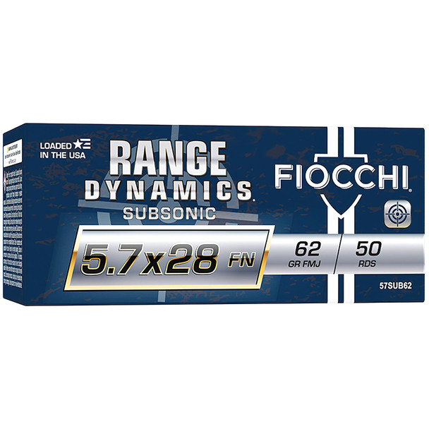 FIOCCHI Range Dynamics Subsonic 5.7x28mm 62gr FMJ Ammo (57SUB62)
