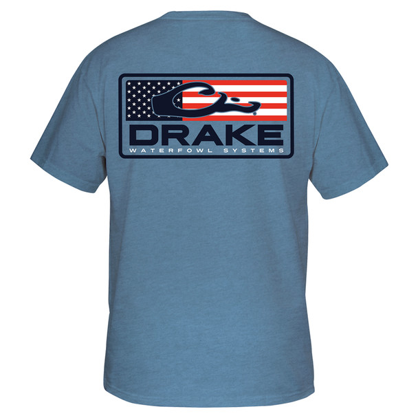DRAKE Patriotic Bar Graphite Heather Short Sleeve T-Shirt (DT9280-SLB)