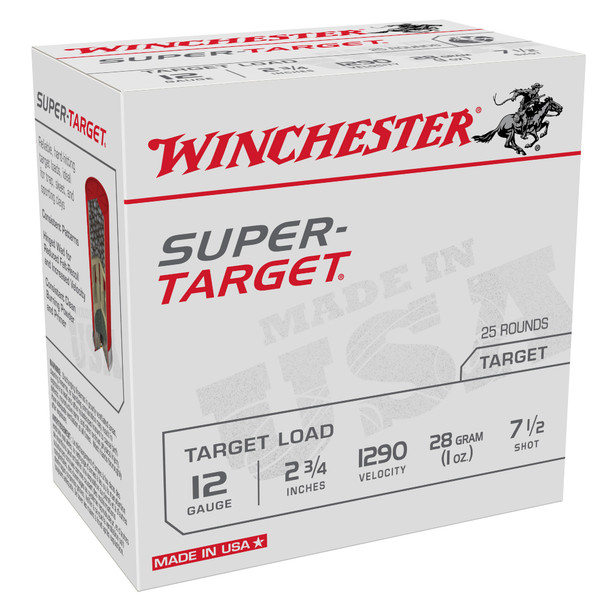 WINCHESTER AMMO Super Target Shotshell Ammo 12 GA 2.75in #7.5 1oz 1290 FPS 25rd Box (TRGT12907)