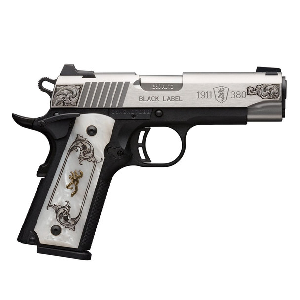 BROWNING 1911-380 Medallion Stainless Engraved/Compact .380 Auto 4.25in 8rd Semi-Automatic Pistol (51966492)