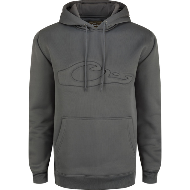 DRAKE Men's The Back Eddy Embossed Castlerock Gray Solid Hoodie (DS2298-CRG)