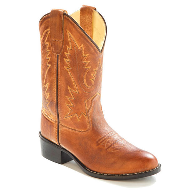 OLD WEST Kid's (Big Kid) Round Toe Tan Western Boot (1129)