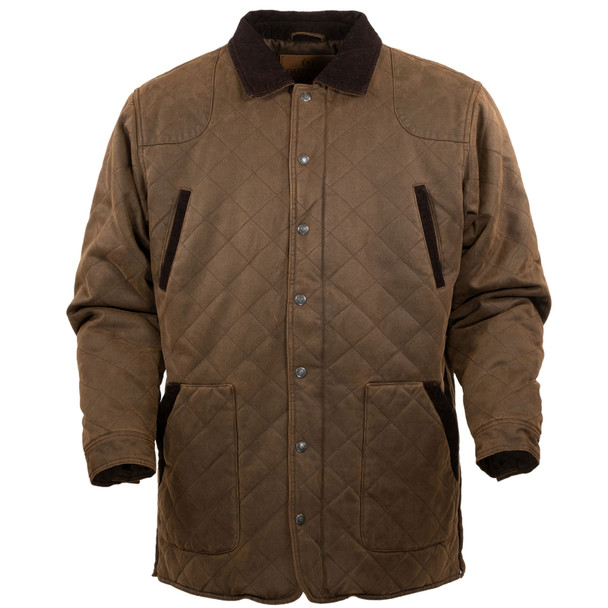 OUTBACK TRADING Men's Harlow Barn 2-Way Zipper Western Quilted Brown Jacket (29844-BRN)