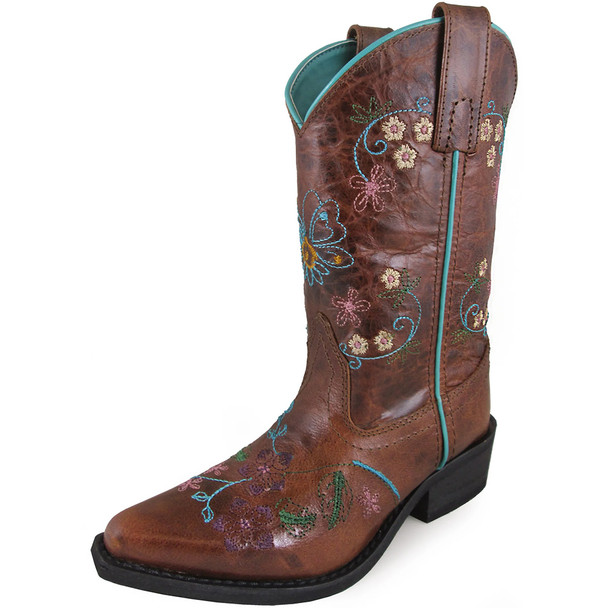 SMOKY MOUNTAIN BOOTS Childrens Girls Florence Brown Leather Cowboy Boots (3861C)