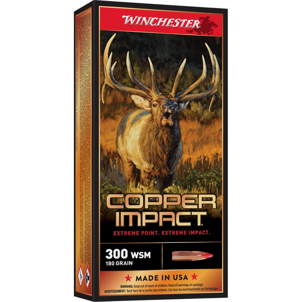 WINCHESTER AMMO Copper Impact 300 WSM 180gr Copper Extreme Point 20rd/Box Rifle Ammo (X300SCLF2)
