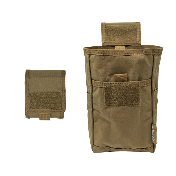 GRITR Tactical Molle Dump Pouch, Foldable Dump Bag for Belts, Tan
