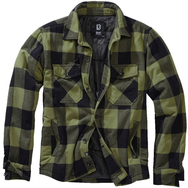 BRANDIT INDIVIDUAL WEAR Men's Flannel Lumber Black Olive Check Jacket (9478-15184)