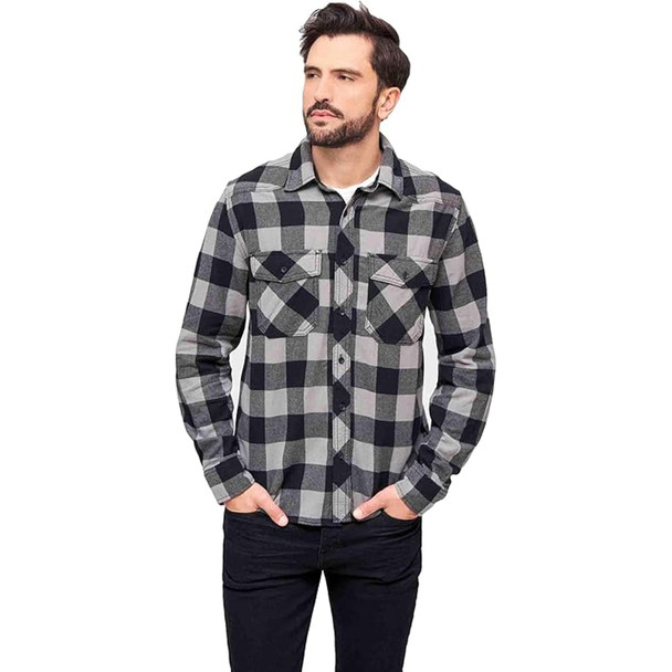 BRANDIT INDIVIDUAL WEAR Men's Flannel Check Black/Charcoal Long Sleeve Shirt (4002-12221)