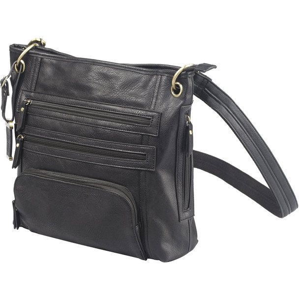 BULLDOG CASES Large Cross Body Style Black 14x12x3in Purse w/ Holster (BDP-038)