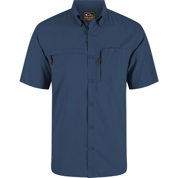DRAKE Men's 8-Shot Flyweight Ensign Blue Short Sleeve Shirt (AD9500-ESB)