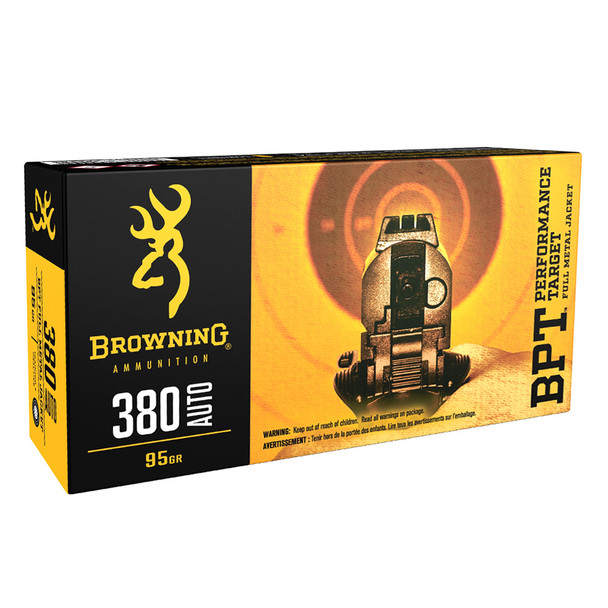 BROWNING BPT Performance Target 380 Auto 95Gr FMJ Handgun Ammo (B191803801)