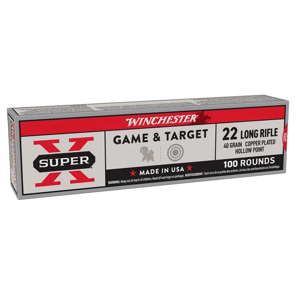 WINCHESTER Super-X .22LR 40 Grain Copper Plated Hollow Point 100rd/Box Rifle Ammo (X22LRPP1)
