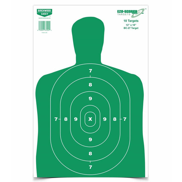 BIRCHWOOD CASEY Eze-Scorer 12x18in BC-27 Green Target, 100-Pack (37010)