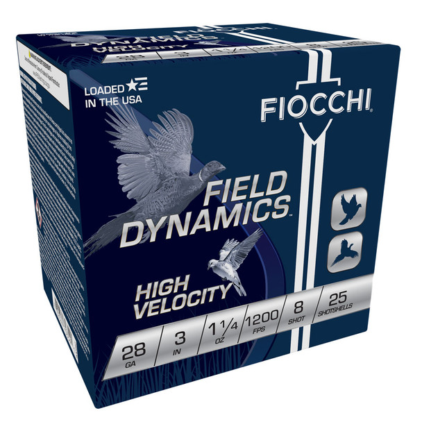 FIOCCHI Field Dynamics Hi Velocity 28Ga 3in #8 Lead 25rd/Box Shotshell (283HV8)