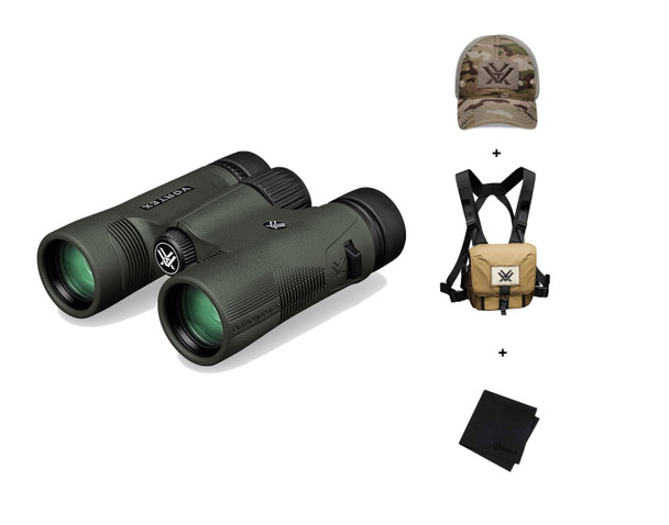 VORTEX Diamondback HD 8x28 Binocular w/ GlassPak Harness Case, Multicam Camo Cap and Microfiber Cleaning Cloth