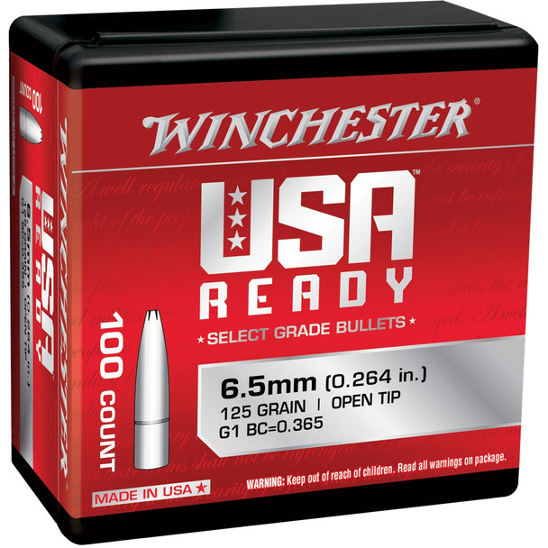 WINCHESTER AMMO 6.5 Creedmoor 125Gr 100rd Open Tip Reloading Bullets (WBR65125)