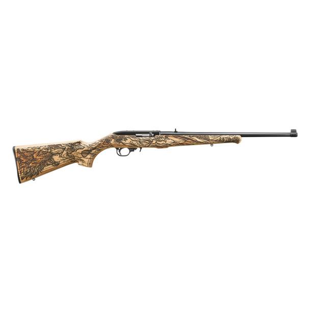 RUGER 10/22 22LR 18.5in 10rd Carbine Wolf Engraved Wood Hunting Semi-Auto Rifle (31218)