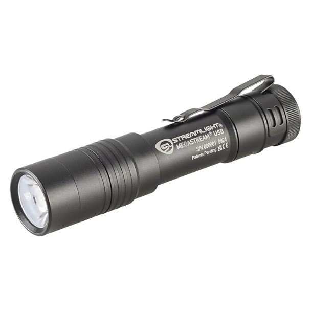 STREAMLIGHT MegaStream USB Black Flashlight with SL-B34 Battery Pack, USB-C Cord and Nylon Holster (66210)