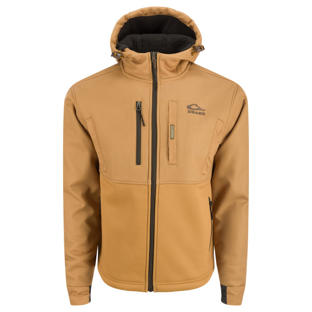 DRAKE Men's MST Hole Shot Hooded Windproof Eqwader Full Zip Field Khaki Jacket (DW7390-FDK)