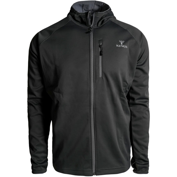 KINGS CAMO Men's Hunter Black Grid Fleece Full Zip Hoodie (KCM1412-BLK)