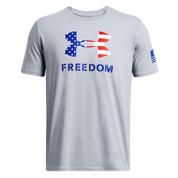 UNDER ARMOUR Men's Freedom Logo Steel Medium Heather/Royal T-Shirt (1382970-035)