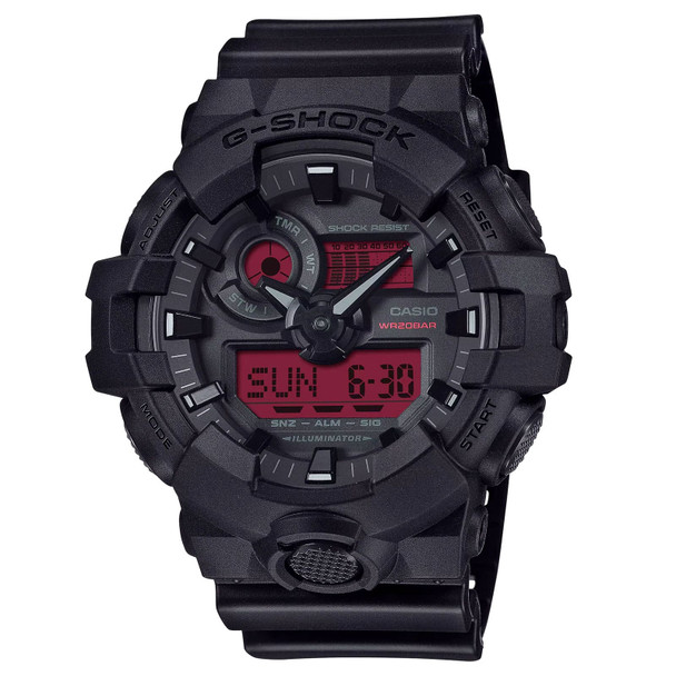 CASIO G-Shock Analog-Digital Black/Red Watch (GA-700BBR-1ACR)