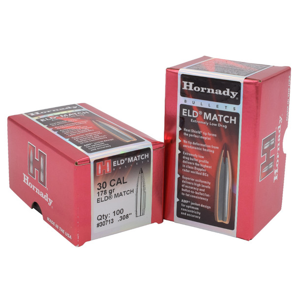 HORNADY 30 Cal 178Gr ELD Match Rifle Bullets (30713)