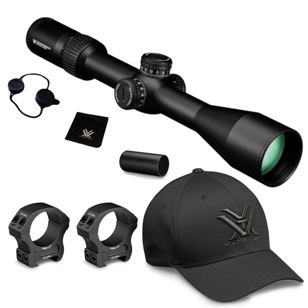 VORTEX Diamondback Tactical 6-24x50mm FFP MOA Reticle Riflescope w/ Pro Series 30mm Medium Rings & Mens Flexfit Cap