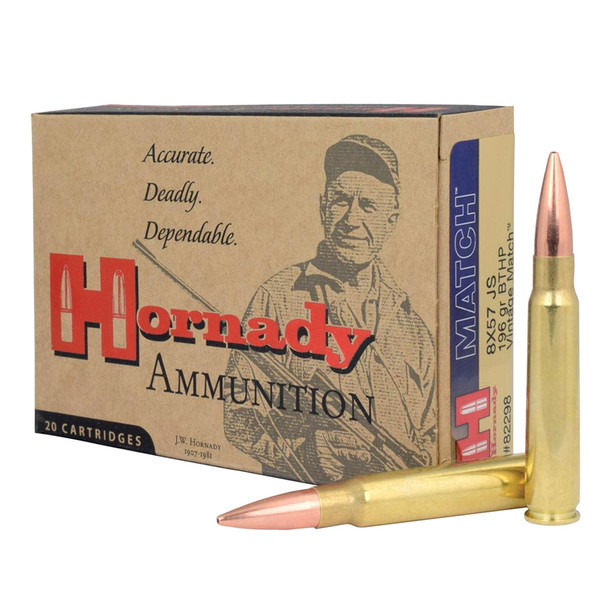 HORNADY Vintage Match 8x57 JS 196Gr BTHP Rifle Ammo (82298)