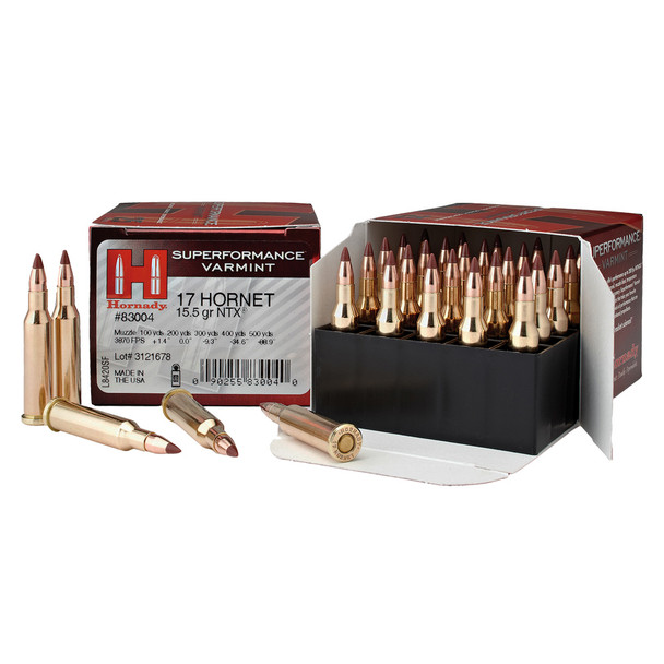 HORNADY Superformance Varmint 17 Hornet 15.5Gr NTX Rifle Ammo (83004)