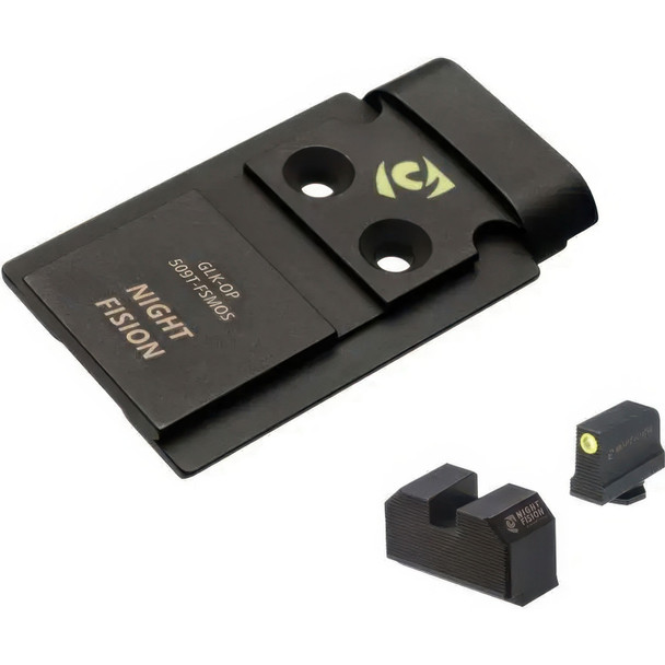 NIGHT FISION 509T to Glock Full Size MOS Optic Plate with Tritium Yellow Front Sight Combo (GLK-OPBS-509T-MOS-YGZX)