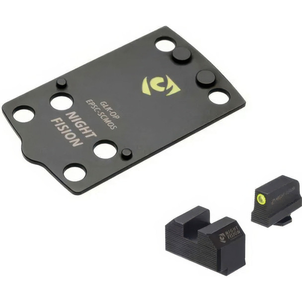 NIGHT FISION EPS Carry to Glock 43x MOS Optic Plate with Tritium Yellow Front Sight Combo (GLK-OPBS-EPSC-43X-YGZX)