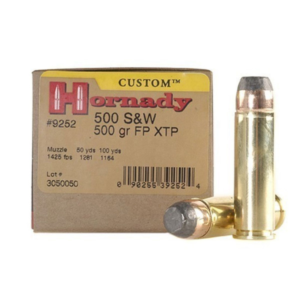 HORNADY Custom Pistol 500 S&W 500 Grain XTP Ammo, 20 Round Box (9252)