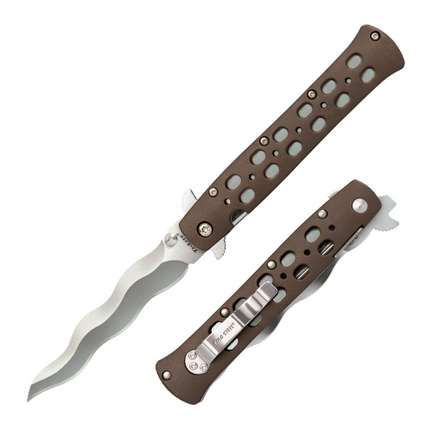 COLD STEEL Ti-Lite 4in Kris Blade Flat Dark Earth Zytel Handle Folding Knife (CS-26SK4)