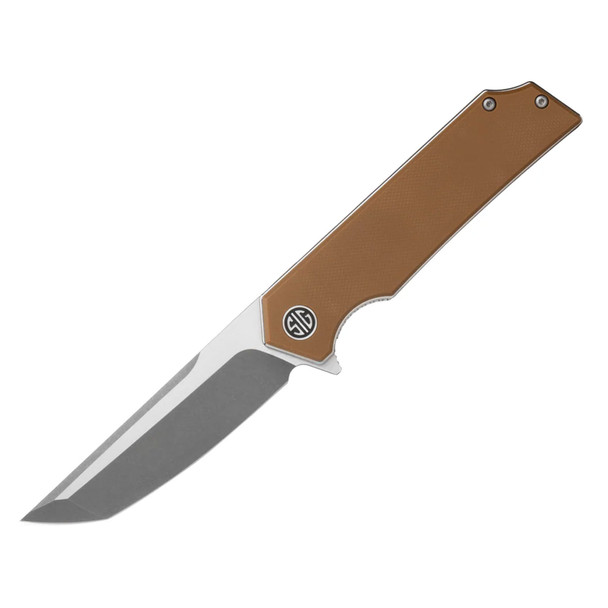 SIG SAUER Tsuru Two-Tone Satin/Stonewash Tanto Knife with Coyote Brown G10 Handle (TS-8SBRN)