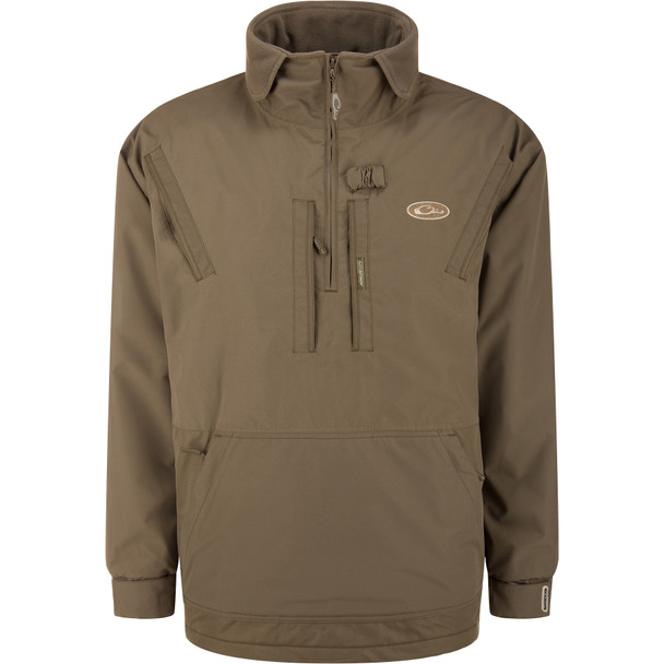 DRAKE Men's MST Waterproof Fleece-Lined Mud Brown Quarter Zip Jacket (DW2252-MUD)