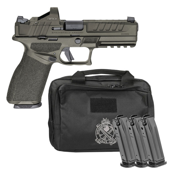 SPRINGFIELD Echelon 4.5F 9mm 4.5in OD Green Pistol Pack w/ Viridian RFX11, 4x 15rd Mags, Range Bag (EC9459G-U-15-PAC)