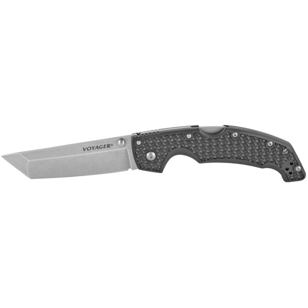 Cold Steel Voyager, Folding Knife, AUS 8A/Stone Washed, Plain, Tanto Point, 4" Blade, BD1 Steel, Box CS-29AT