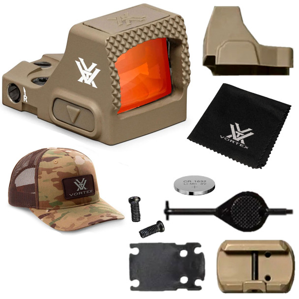 VORTEX Defender-CCW 3 MOA Tan Micro Red Dot Sight w/ Force On Force Multicam Camo Cap