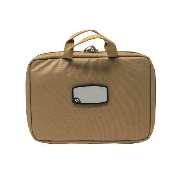 GRITR Double Handgun Sleeve - Soft Gun Case with ID Patch & Lockable Zippers, Tan