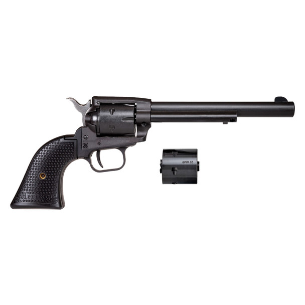 HERITAGE MANUFACTURING Rough Rider Steel .22LR/WMR 6.5in 6rd Black Satin/Poly Stars Revolver (SRR22MBS6PG)