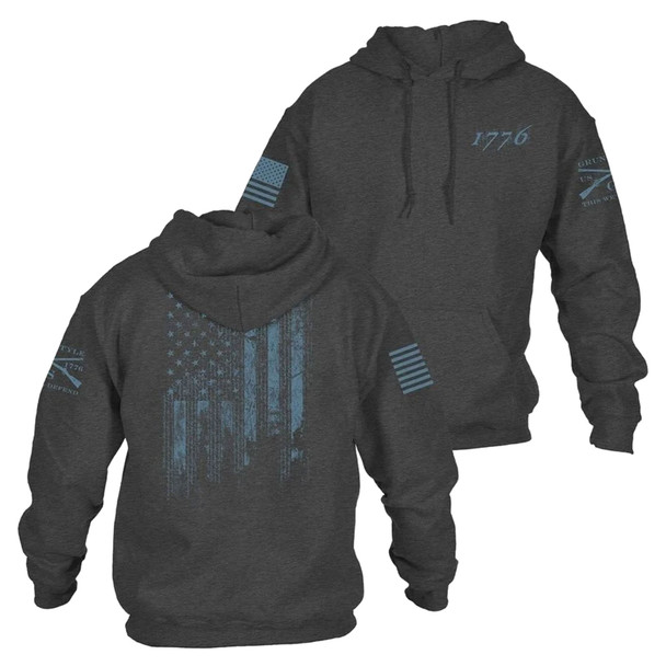 GRUNT STYLE Unisex 1776 Flag Dark Heather Gray Hoodie (GS7619)