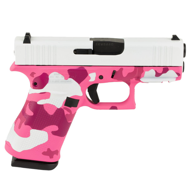 GLOCK 43X 9mm Luger 3.41in Barrel 2x 10rd Mags Custom Pink Commando Camo Cerakote Pistol (UX4350204FRNPINKSKY)