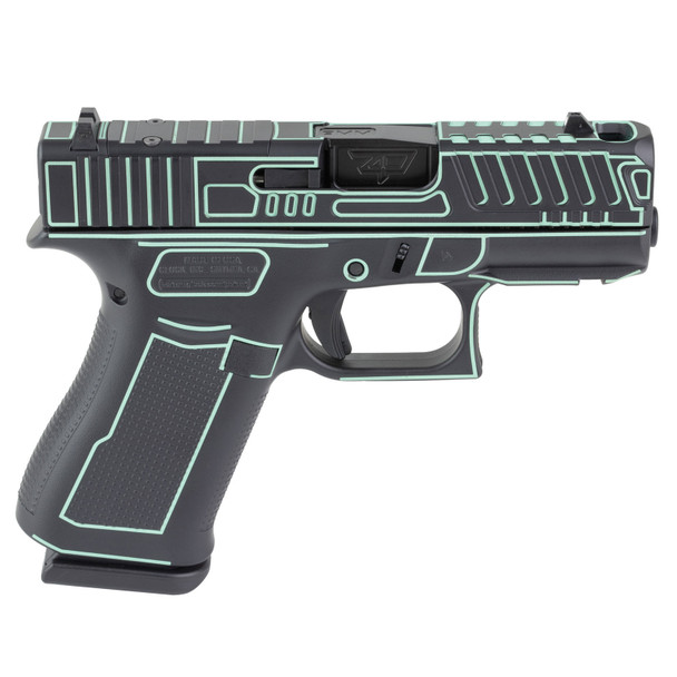 GLOCK 43X 9mm Luger 3.41in Barrel 2x 10rd Mags Custom Black w/ Blue Outline Cerakote Pistol (UX4350204FRNOUTBSCT)